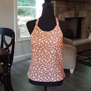 So Brown with White Floral Print Halter Top